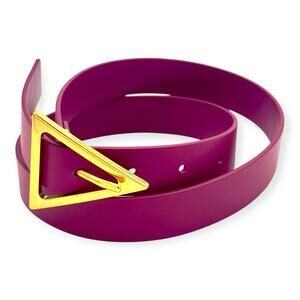 Triangle Buckle Bordo Leather Gold Tone Metal 75 CM Belt size small